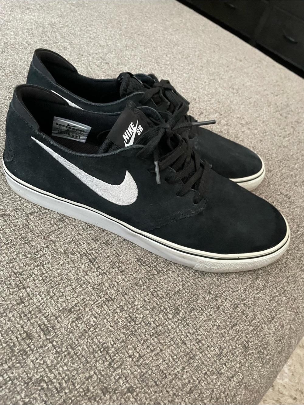 Nike SB Black Suede Sneakers with White Swoosh
